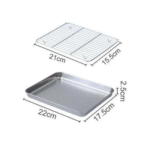 Stainless Steel Barbecue Tray Flat Chassis Multi Purpose Removable Cooling Rack Tray Set Kitchen Nonstick Cake Baking Pan