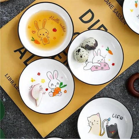 Kitchen Rabbit Small Sauce Bowl Cute Ceramic Seasoning Dish Creative Household Dipping Plate Creative Vinegar Soy Snack Dishes