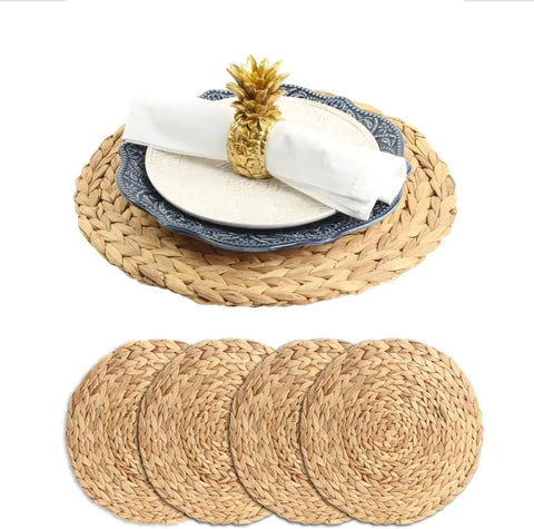 Round Natural Corn Wool Woven Placemat Thickened Insulation Tea Mat Heat-Resistant Casserole Mat Kitchen Supplies 1Pcs