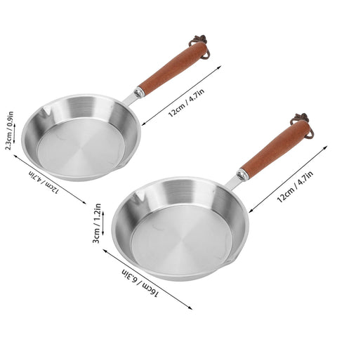 12cm/16cm Stainless Steel Frying Pan Non Stick Egg Pan Fry Pan for Household Restaurant Induction Cooker Pan