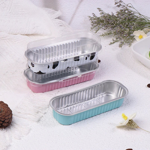 10Pcs Mini Loaf Pans With/Without Lids 6.8OZ Rectangle Aluminum Foil Baking Pans Reusable Mini Bread Containers Muffin Tins