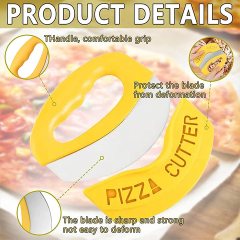 Stainless Steel Pizza Cutter with Cover Food Chopper Herb Cheese Knife Cutter Ring for Precise Pizza Slicing Baking Tools