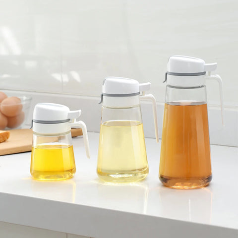 Oil Bottle Olive Oil Dispenser Kitchen Storage Oil Cruet  Automatic Opening and Closing Condiment Container for Kitchen