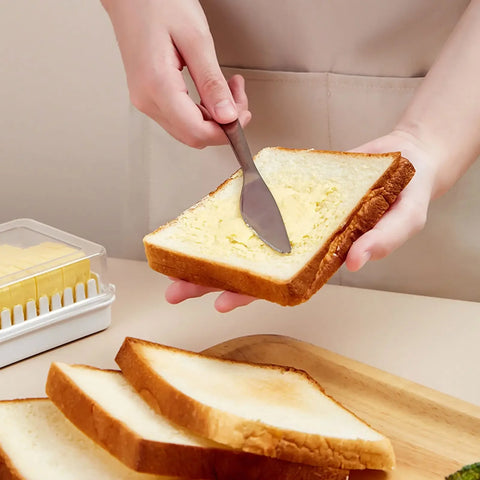 Plastic Butter Dish With Dividable Lid, Quantitative Cutting Butter Dish, Butter Airtight Preservation Container Box