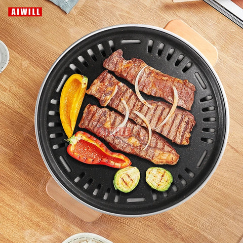 AIWILL Barbecue Grill Home Barbecue Outdoor Camping Charcoal BBQ Stove Grills Mesh Portable Smokeless Barbecue Grill Pan