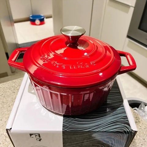 3.5 Quart Enameled Cast Iron Dutch Oven With Lid Heavy-Duty Casserole Dish Braiser Pan For Stews Baking Kitchen Cooking Utensils