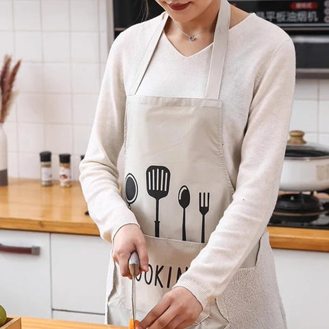 Kitchen Household Waterproof and Oil-proof Men and Women New Apron Cooking Baking Waterproof Oilproof Aprons Hand-wiping