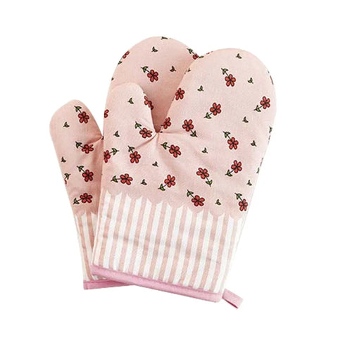 1PC New Pastoral Style Thickened Plaid Microwave Oven Insulation Gloves Microwave Oven Gloves Hot Gloves Kitchenware