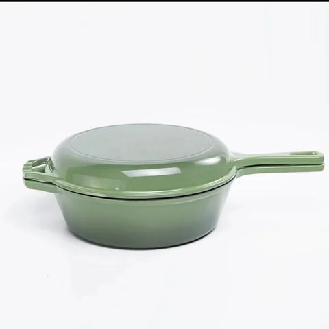 Cast Iron Enamel Pot Multi-Functional Non-Stick Cookware Colorful Long-Handle Kitchen Utensils Dutch Oven Braiser Pan