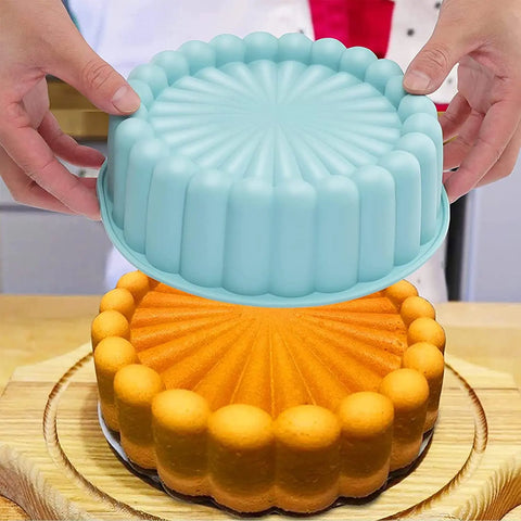 Silicone Charlotte Cake Pan Reusable Mold Fluted Cake Pan Nonstick Round Molds for Shortcake Cheesecake Brownie Tart Pie