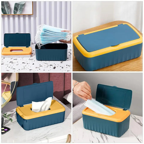 1Pcs Dustproof Wet Tissue Box with Lid Baby Nappy Wet Tissue Storage Holder Dispenser for Home Car Office Paper Tissue Organizer