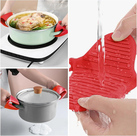 4pcs Oven Glove Thicken Silicone Pot Holder Mini Oven Mitts Heat Resistant Pinch Covers for Baking Kitchen Cooking BBQ  Grilling