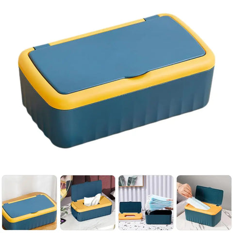 1Pcs Dustproof Wet Tissue Box with Lid Baby Nappy Wet Tissue Storage Holder Dispenser for Home Car Office Paper Tissue Organizer