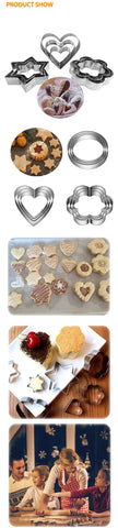 Cookie Cutters 4 Styles Flower Heart Circle Star Baking Mould Stainless Steel Baking Mold Biscuit Cookie Cutter Fruit Egg Mould