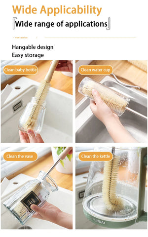 Kitchen cleaning tools Drink bottles Glass scrubbers Cleaning brush Wooden bottle cleaning brush with long handle