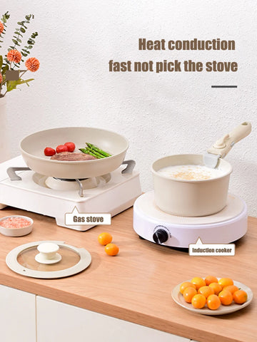 1PC Non-stick Detachable Medical Stone Pot Set White Nesting Household Cookware Outdoor Camping Composite Bottom