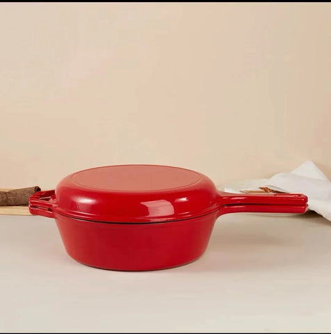 Cast Iron Enamel Pot Multi-Functional Non-Stick Cookware Colorful Long-Handle Kitchen Utensils Dutch Oven Braiser Pan