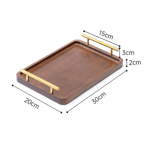 Bamboo Tray Handle New Chinese Tea Set Bamboo Hotel small Tea Tray Wooden Family Breakfast Tray Metal Handle