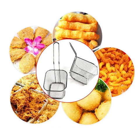 1/2/8Pcs Stainless Steel French Fries Basket Mesh Kitchen Frying Tools Colander Mini Chips Fryer Cooking Frying Basket Strainer