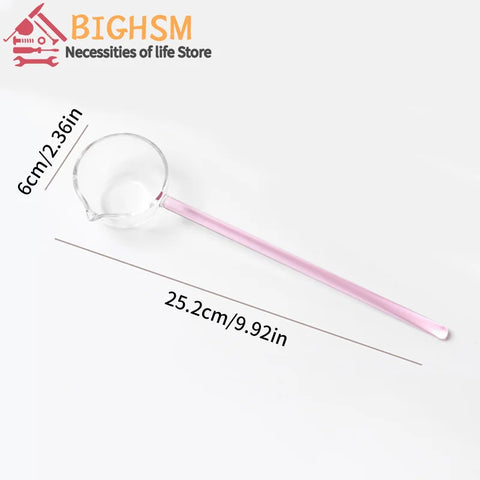 Creative Dessert Glass Spoon High Temperature Resistant Colourful Long Handle Transparent Soup Ladle Household Kitchen Spoons