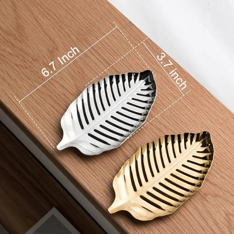 2 pcs New Stainless Steel Spoon Rest Golden，Silver Leaf Shape Utensil Holder Kitchen Decorative Tray Kitchen