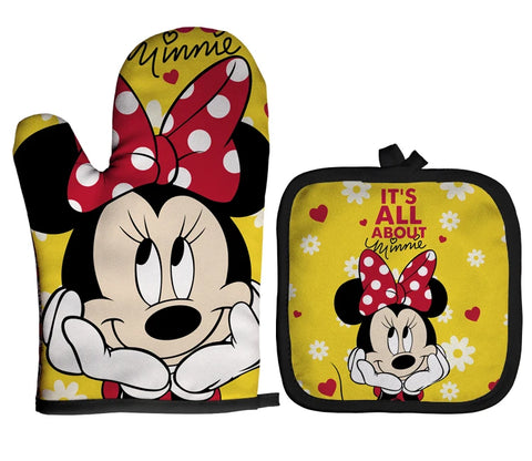 Mickey and Minnie Baking Gloves Cartoon Insulation Mat Pink Microwave Oven Mitt Anti-heat Cooking Potholders Kitchen Accessories