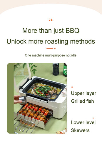 Electric Oven Smokeless Automatic Rotating Lamb Skewer Kebab BBQ Machine Barbecue Grill Roaster Hot Pot Stove Griddle Frying Pan