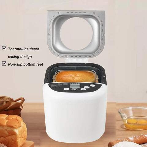 Automatic Compact Dough Machine, Compact and Automatic Non-Stick Bread Making Machine, 12 Menu Functions, with Gluten-Free, 13-H