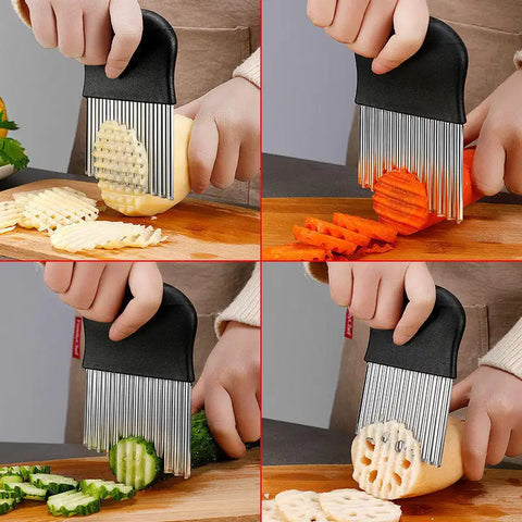 French Fry Carrot Vegetable Creates Strips Wavy Slicer Peeler Waffle Chopper Stainless steel Potato Crinkle Cutter