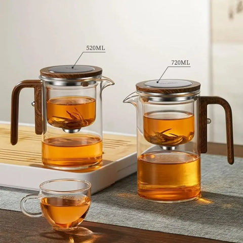 Hot Small Waist Teapot Glass Automatic Separation Automatic Tea Pot Magnetic Filtration White Grey Separation Teapot Office