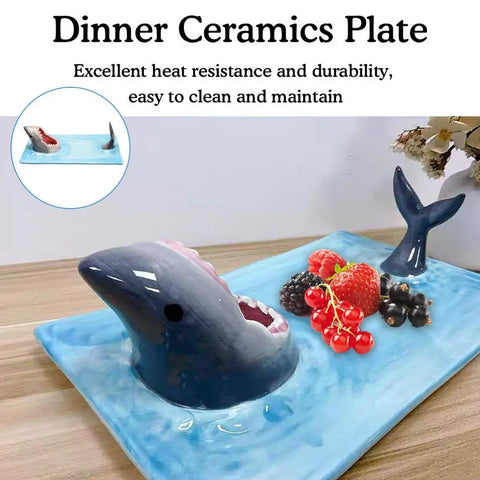 Celebrity Seaside Shark Ceramic Plate Dumpling Plate Meal Kitchen Decoration Sushi Plate Beautiful Tableware
