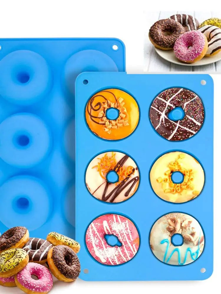 6 Holes Silicone Donut Mold Baking Pan Non-Stick Baking Pastry Chocolate Cake Dessert DIY Decoration Tools Bagels Muffins Donuts