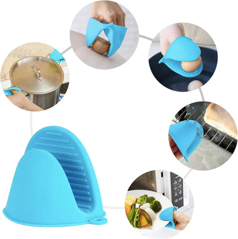 4pcs Oven Glove Thicken Silicone Pot Holder Mini Oven Mitts Heat Resistant Pinch Covers for Baking Kitchen Cooking BBQ  Grilling