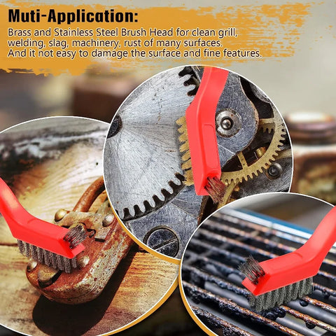 Wire Cleaning Brush Stainless Steel/Brass/Nylon Bristles Brush Polishing Rust Remover Kitchen Stove Sink Scrubbing Cleaning Tool