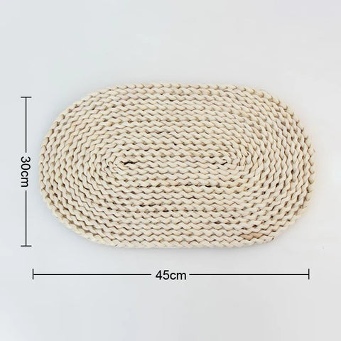 Round Natural Corn Wool Woven Placemat Thickened Insulation Tea Mat Heat-Resistant Casserole Mat Kitchen Supplies 1Pcs