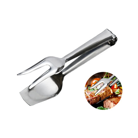 Stainless Steel Food Fork Tongs Multifunctional BBQ Steak Bread Spatula Clip Grill Clamp Home Kitchen Accessories