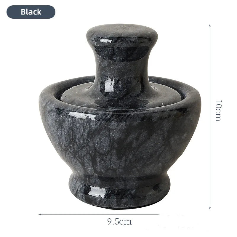 4 Inch Marble Mortar and Mushroom Pestle Stone Grinder Garlic Crusher Spice Mills Black Grinder for Kitchen Fine Grind Easily