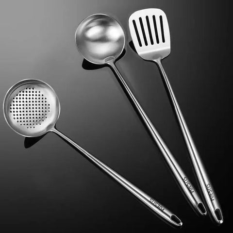 304 Stainless Steel Wok Spatula Metal Kitchen Accessories Slotted Turner Rice Spoon Ladle Cooking Tools Utensil Set Dropshipping