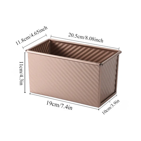 Rectangle Pullman Loaf Pan with Lid 1lb Non-Stick Bread Baking Pan Carbon Steel Corrugated Toast Box Toast Mold for Oven Baking