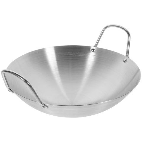 Stainless Steel Wok Cookware Hot Pot Cooking Pan Kitchen Gadget with Two Handle Frying Soup Accessories Work