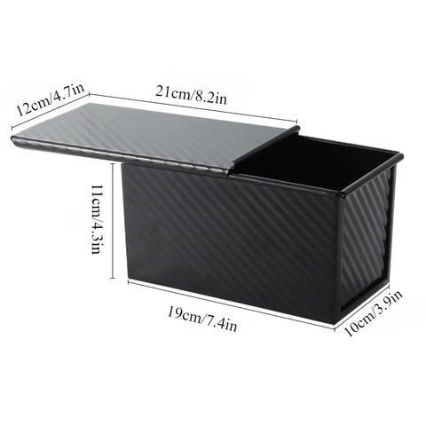 Rectangle Pullman Loaf Pan with Lid 1lb Non-Stick Bread Baking Pan Carbon Steel Corrugated Toast Box Toast Mold for Oven Baking