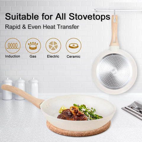 Pots and Pans Set Nonstick, 10/11pcs Kitchen Sets Induction Cookware,Stay Cool Handle & Bamboo Utensils, 100% PFOA Free,