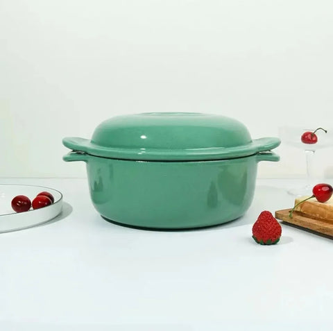 Cast Iron Enamel Pot Multi-Functional Non-Stick Cookware Colorful Long-Handle Kitchen Utensils Dutch Oven Braiser Pan