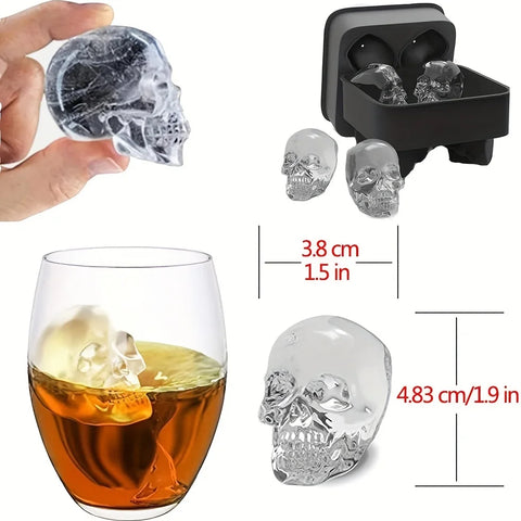 Skull Ice Ball Mold Silicone 3D Flexible Ice Cube Trays BPA Free Ice Trays For Freezer Horror Skull Head Cocktail Ice Ball Maker