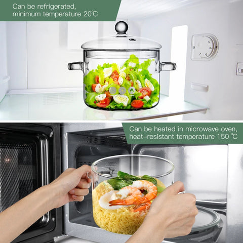 Glass Saucepan Cereal Bowls Pot for Stove High Borosilicate Clear Cooking Soup Baking Pans Set