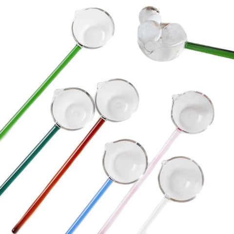 Creative Dessert Glass Spoon High Temperature Resistant Colourful Long Handle Transparent Soup Ladle Household Kitchen Spoons