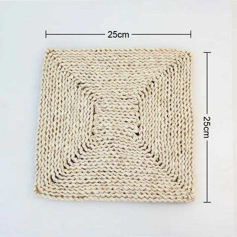 Round Natural Corn Wool Woven Placemat Thickened Insulation Tea Mat Heat-Resistant Casserole Mat Kitchen Supplies 1Pcs