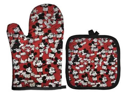 Mickey and Minnie Baking Gloves Cartoon Insulation Mat Pink Microwave Oven Mitt Anti-heat Cooking Potholders Kitchen Accessories