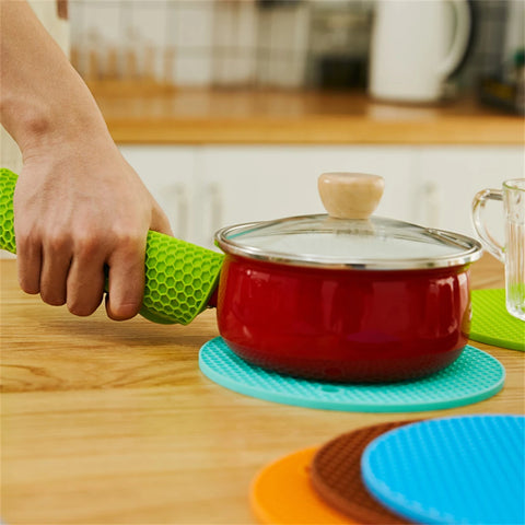 10pcs Silicone Trivet Mats Heat Resistant Pot Holders Hot Dish Pads