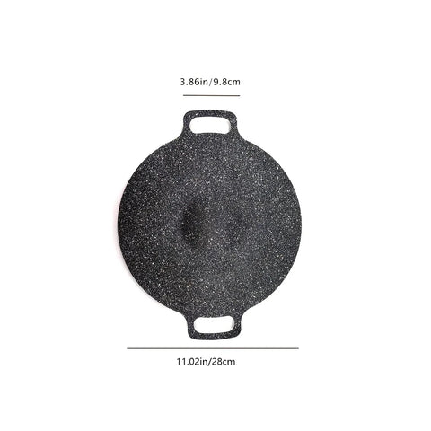 Non-Stick Roasting Korean BBQ Round Pan Cast Iron Double Handled Crepe Pan Round Griddle Grill Pan for BBQ Griddle with Handle